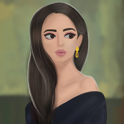 Girl with earring illustration portrait