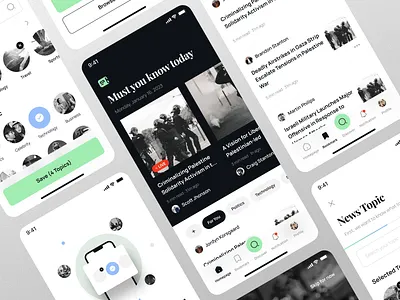 Qoorant - News Portal App UI Kit apps black clean design system elegant figma green minimalist mobileapp news news portal newspaper palestine ui uicomponent uidesign uikit uiux uiuxdesign uxdesign