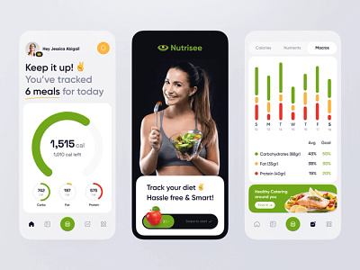 Nutrisee: Diet Tracker Mobile App app calories design diet dish eat fit food health healthy ideal meal menu mobile nutrition reminder report scan ui ux