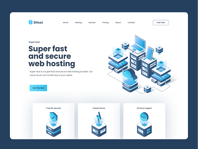 SHost - Web Hosting cloud cloud computing design domain graphic design host hosting illustration landing secure server services ui web hosting website