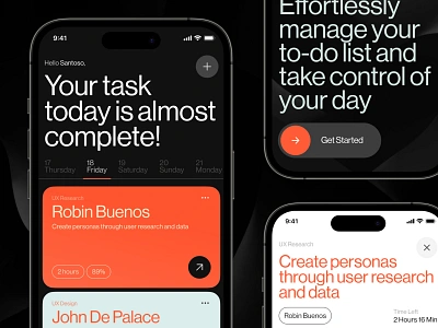 Krons - Task Manager Apps app apps dark dashboard kanban management mobile orange product productivity task task management task manager tasks ui ui design ux ux design worklist