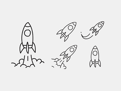 StartUp drawn icon illustration launch line rocket startup