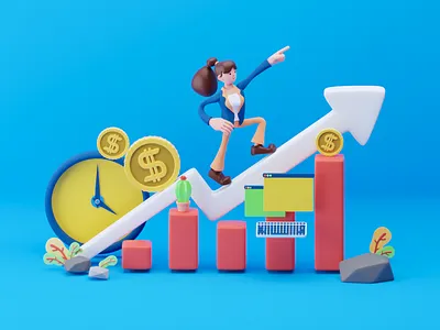 Growing Business 3D Illustration 3d 3d character 3d illustration 3d modeling blender business coin growing illustration lady management money office success