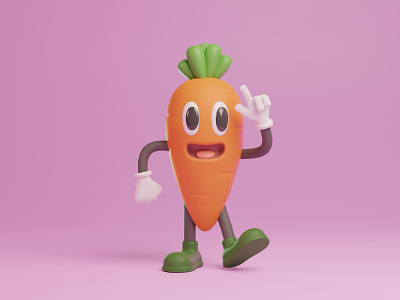 Carrot 3D Illustration 3d blender carrot cartoon character design illustration pose smile stylized vegetable