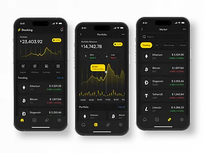 Stocking - Crypto Exchange Mobile App app design bitcoin clean clear coin crypto crypto app crypto exchange crypto mobile app crypto wallet cryptocurrency design mobile mobile app mobile app design mobile crypto mobile design simple ui uiux