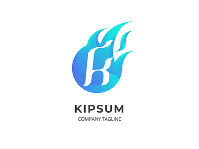 Kipsum Logo blue branding fire gradient k letter k logo