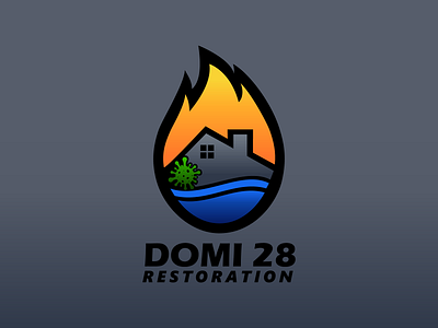 Domi 28 Restoration Logo branding design graphic design heat and water logo illustration logo typography vector water damage logo