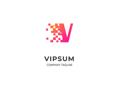 Letter V Logo branding gradient letter v logo pixel virtual
