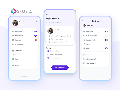 Mobile app - Profile and Settings adventurer app design app ui experience design exploring app design inspiring mobile ui interface web design lavender color app minimal ui design mobile app modern app ui multi purpose design neo ui profile setting simple user profile ui ux ui welcome screen