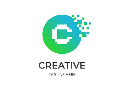 Letter C Logo branding circle creative gradient letter c logo pixel
