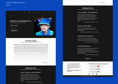 Tribute Page design graphic design queen elizbeth ii tribute tribute screen ui