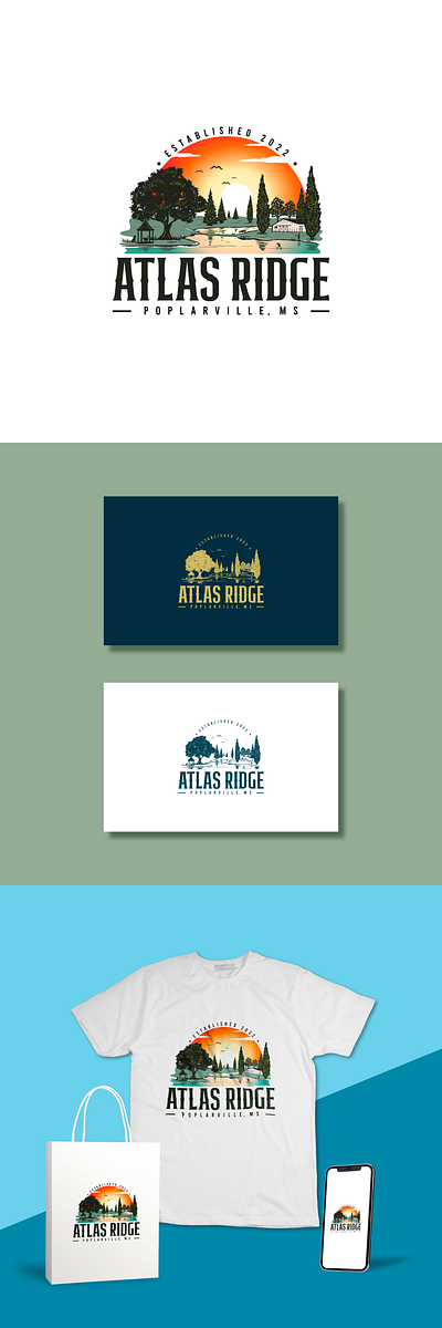 Atlas Ridge barn design graphic design illustration lake logo logos river vector