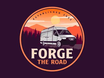 Forge The Road camp illustration logo logodesign mountain outdoor van