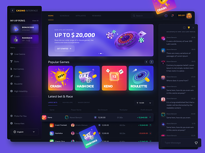 Crypto - Casino Interface bets bets design betting platform casino casino gambling casino platform casino web app crypto crypto bets dashboard gambling game game interface interface ui user experience user interface ux web design wheel of fortune