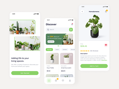 Plant Shop Mobile App app clean design minimal mobile app modern plant shop plant store simple ui ux