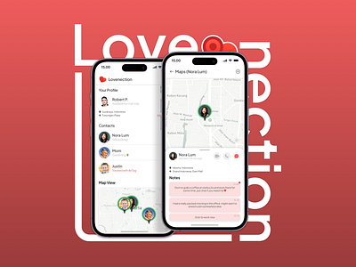Lovenection - Real-time Location Sharing App app logo mobile mobile app tracking app ui ux