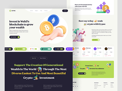 Crypto website homepage bitcoin blockchain business crypto cryptocurrency finance header website homepage interface landing page nft saas technology ui ux web web design web illustration web3 website