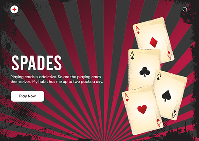 Spades Landing Page cards club design flat game gaming illustration minimal modern online poker queen spades typography ui uiux unique ux