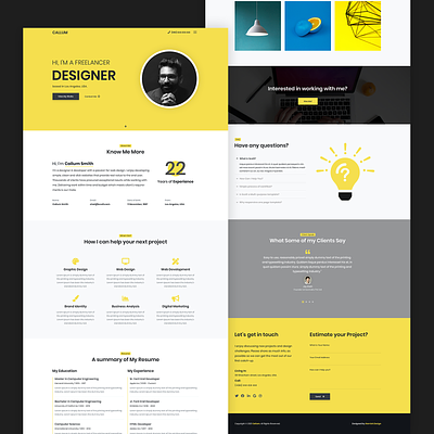 Personal Website in React design landing page layout one page personal website portfolio portfolio website react react template reactjs single page website template website