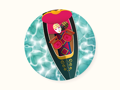 Venice gondola top view 2d aesthetic canal carnival cartoon design gondola illustration italy mask maskerade packaging scene top tiew toy vector venice view water