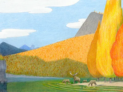 Forêt en automne | Caran d'Ache illustration