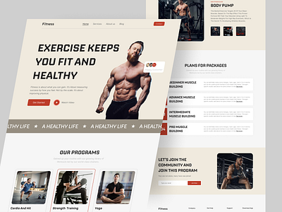 Fitness website landing page body design fitness gym health landing page man ui ux web design webpage website yoga