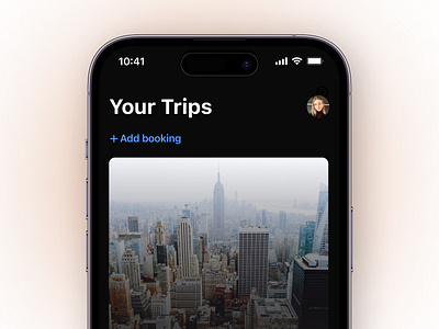 Flight Booking App | Trips app application booking clean daily ui dailyui dark dark mode design interface minimal minimalist mobile trips trips screen ui ui design uidesign user interface ux