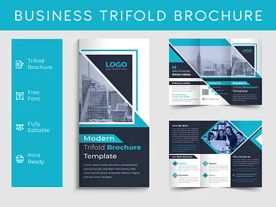 Business Trifold Brochure Template adobe illustrator art banner branding brochure business business card corporate design flyer graphic design illustration logo motion graphics