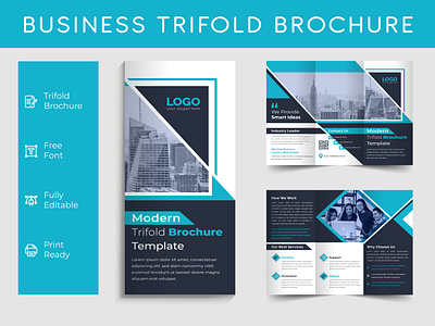 Business Trifold Brochure Template adobe illustrator art banner branding brochure business business card corporate design flyer graphic design illustration logo motion graphics