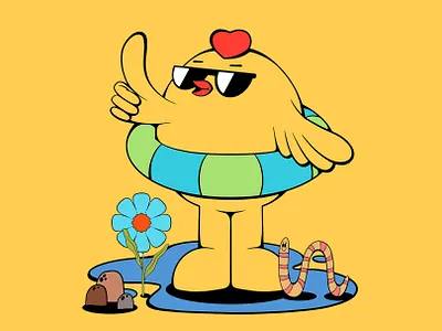 Easter Vibes 70s animals cartoon chicken clipart creative market cute design easter illustration retro vector