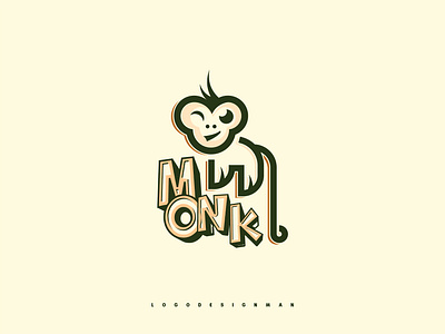 Funny monkey logo design animal funny monkey primate typography