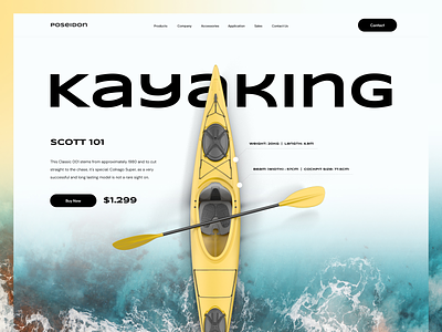 Poseidon Kayaking Website adventure agency clean design ecommerce figma hero homepage kayaking photoshop product sea shop store ui ux web web design
