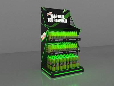 Mountain Dew Display Stand For LMT 2023 3d art 3d modeling 3d modelling 3dartist beverages branding design dew dew display rack dew display stand display rack display stand fsu illustration logo mountain dew pepsico vector