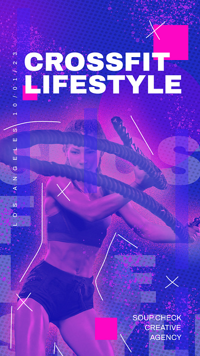 Duotone crossfit poster abstract art banner creative crossfit cyberpunk duotone fitness graffity graphic design halftone neon photoshop poster posters print social media street art street style urban