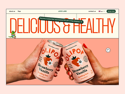 hero section of a landing page for a juice selling store design figma portfolio retro ui ui design vintage