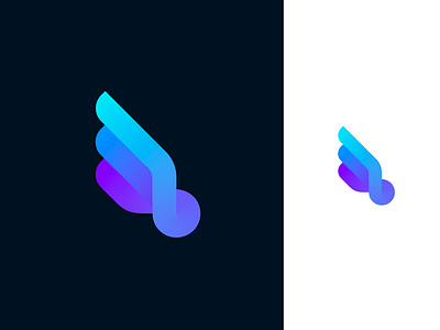 Wing logo concept branding dynamic fast flow fly flying gradient icon logo modern logo speed technology wing