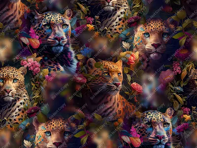Leopard Flower Seamless Pattern branding design graphic design seamless pattern