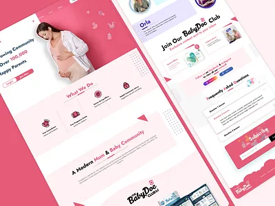 Baby Care Website Design baby babycare branding care design graphic design logo pink pregnancy pregnancy guides props typography ui ux vector