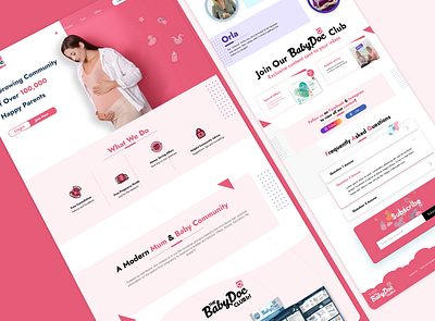Baby Care Website Design baby babycare branding care design graphic design logo pink pregnancy pregnancy guides props typography ui ux vector