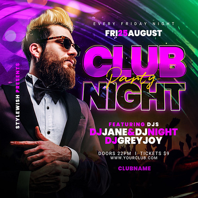 Club Night Flyer club clubbing download envato flyer graphic design graphicriver modern photoshop pink poster psd resources template