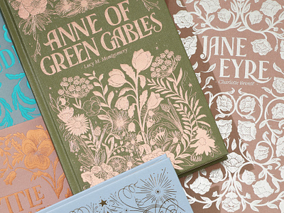 • Six Classic covers for Wordsworth edition • book branding covers edition flowers goldfoil illustration lettering lines print typography