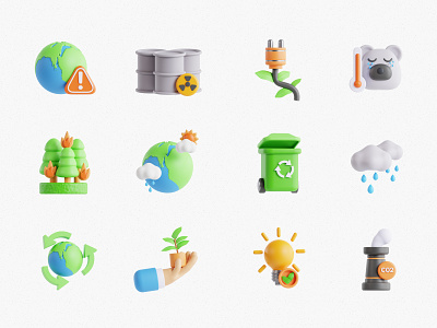 Climate Change 3d 3d icons blender climate change global warming green energy icon icon set icons illustration presentation presentation template sustainable energy ui