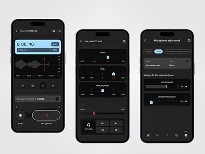 Voice recorder mobile app android app audio case design flat home ios layo mobile product splash studio ui ux voice