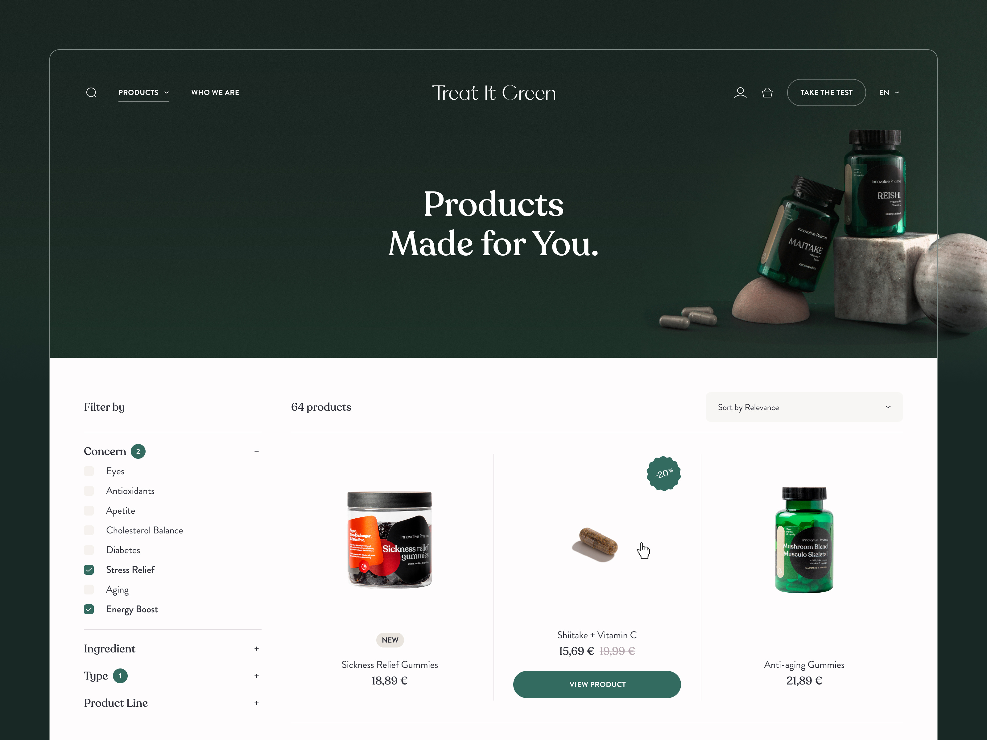 Example of Treat It Green | Ecommerce Website