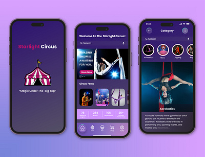 Circus App app branding motion graphics ui