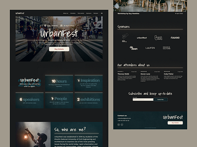 UrbanFest - Landing page Concept adaptive design clean dark theme design event figma home page landing page typography ui urban user interface ux uxui design web web design