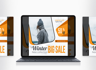 Winter banner template disign instagram ads