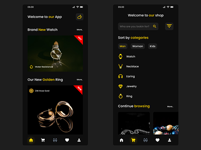 Accessories Store App - UI/UX Design accessories app appdesign bracelet design earing gold jewelry mobile necklace ring silver ui ui ux ui ux design uidesign ux ux ui uxdesign watch