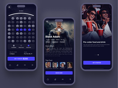 FilmHouse: The Ultimate Movie Ticketing App cinemaexperience movietheater uiuxdesign userexperience visualdesign