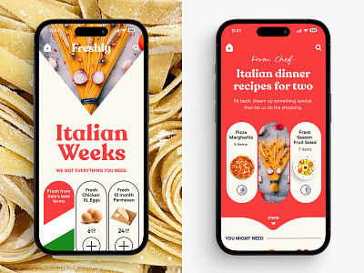 Freshly Grocery App cooking design grocery pasta shopping typo typography ui ux web